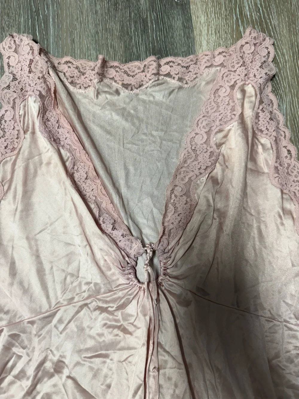 VTG Miss Elaine Lace Nightgown Maxi Dress Pink Empire Waist Coquette